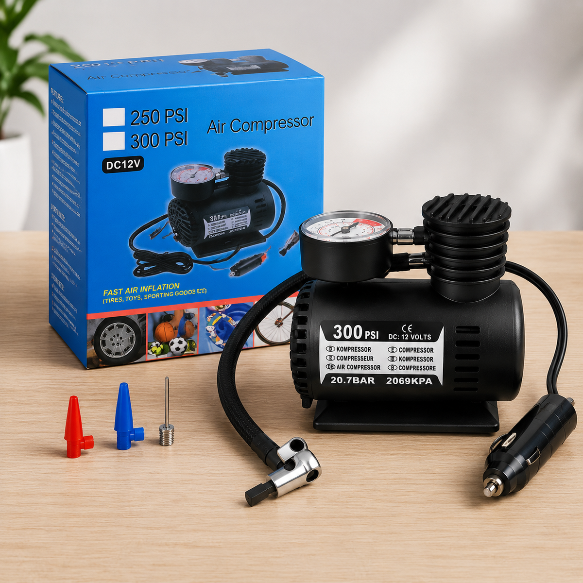 AirGo compresor conectado en uso